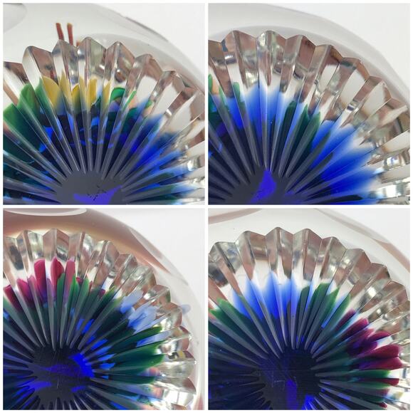 Perthshire 1993G Three-Dimensional Bouquet Lampwork Flower Faceted Paperweight - Picture 9 of 13